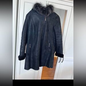 Women's Black Fur-Trimmed Coat